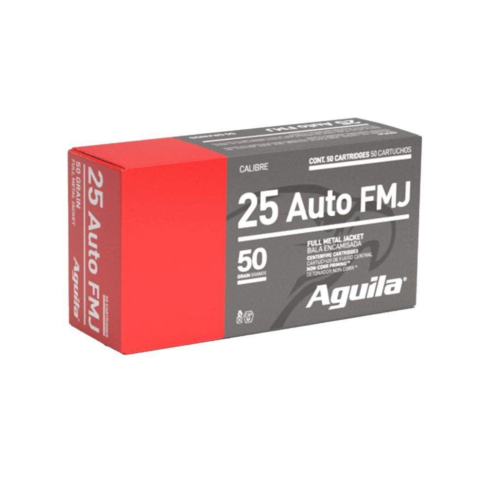 Aguila Handgun Ammunition .25 Auto 50 gr FMJ 755 fps 50/ct