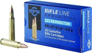 PPU Rifle Ammunition .223 Remington FMJ BT 62gr 3042 fps 20/ct