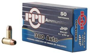 PPU Handgun Ammunition .380 ACP 94 gr JHP 951 fps 951 fps 50/ct