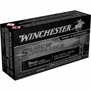 Winchester Super Suppressed Handgun Ammunition 9mm Luger 147 gr. FMJE 990 fps 50/ct